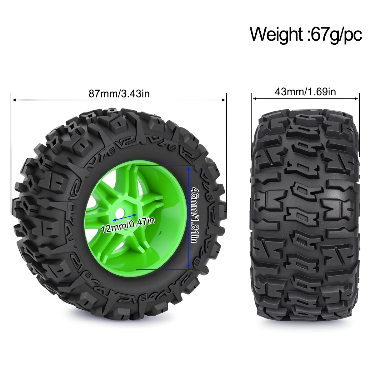 4 Pezzi Pneumatici in Gomma da - Rc Hobby Trucks recensione e prezzo