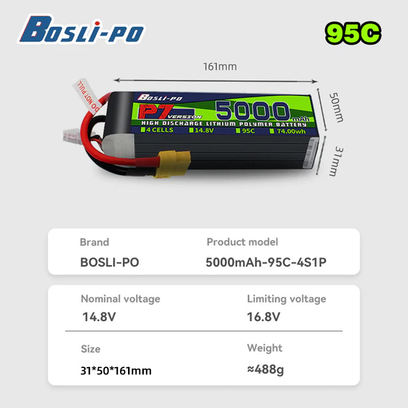 Boslipo P7 Versione 5000mAh 95 - Lipo Battery 4S recensione e prezzo